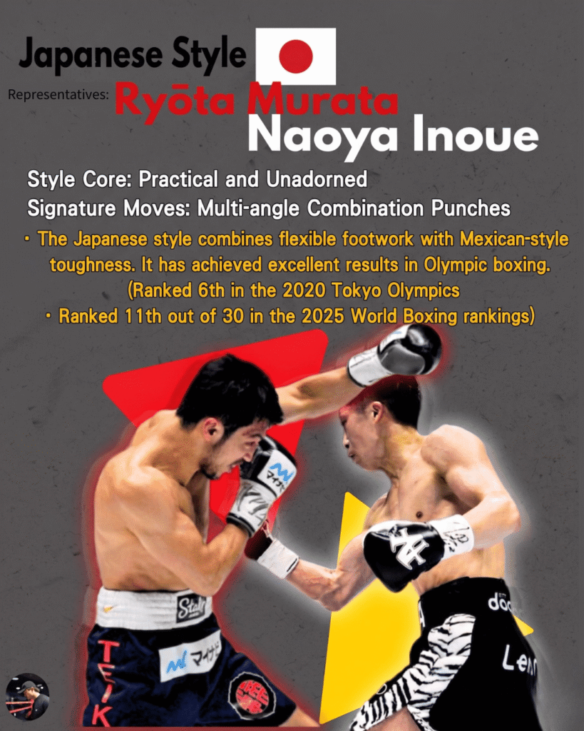 Japanese boxing style combining solid fundamentals, versatile combinations, and high pressure, represented by Naoya Inoue.